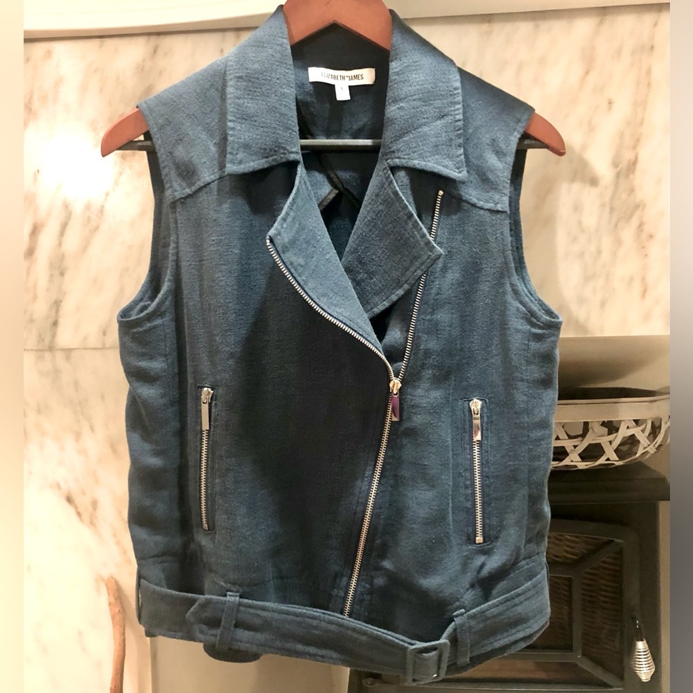 Elizabeth & James Linen Dark Teal Vest Size Small